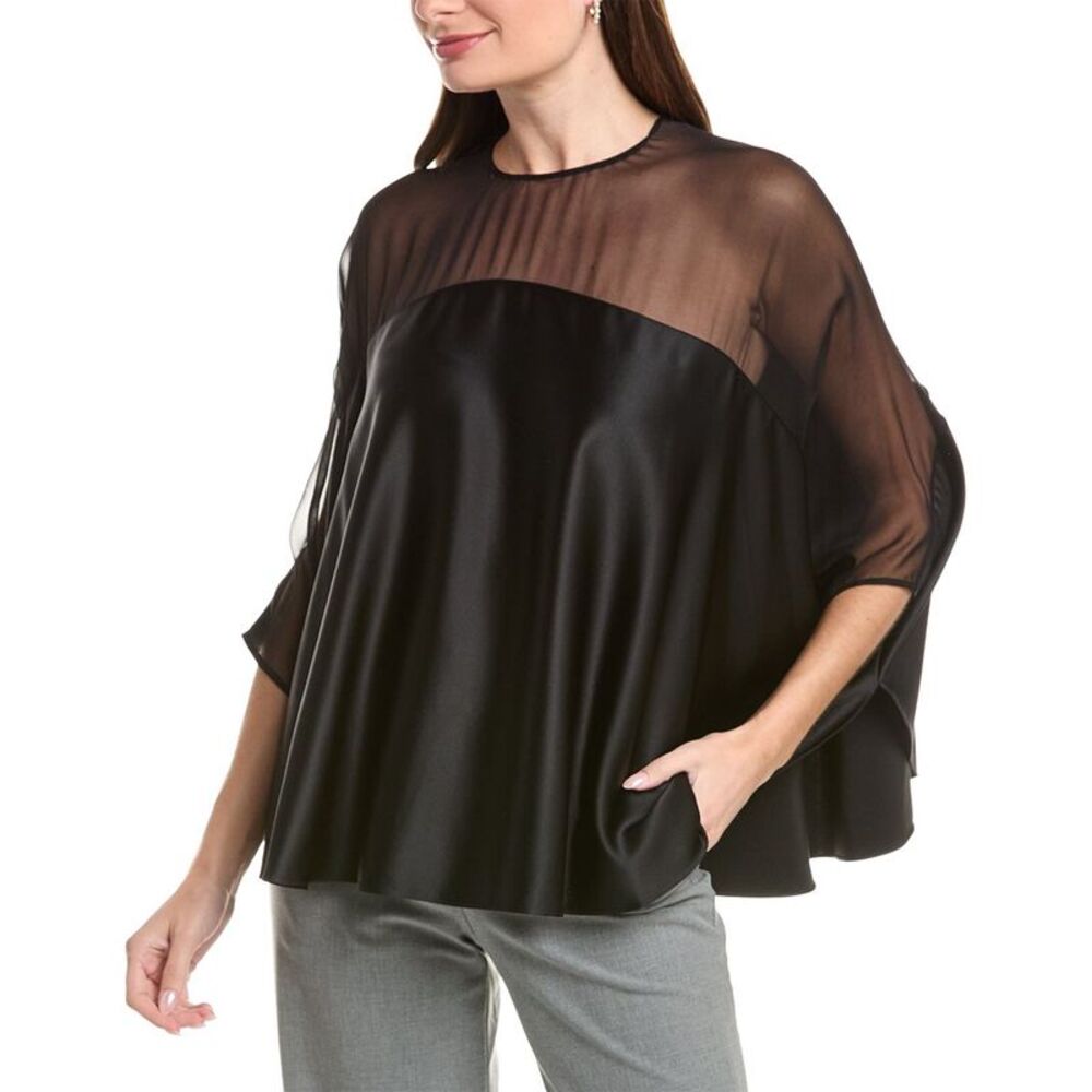 Adam Lippes Womens  Apollo Silk Top, Black